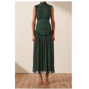 Shona Joy- LÈONIE HIGH NECK MIDI DRESS - ROSEMARY